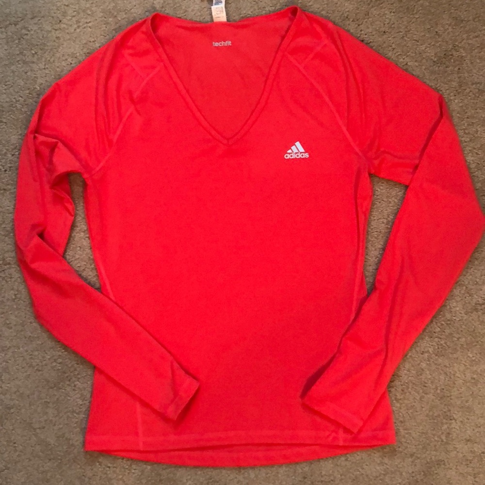 Adidas Coral Long-Sleeve “techfit” Shirt, Size-Med., in Excellent Condition!